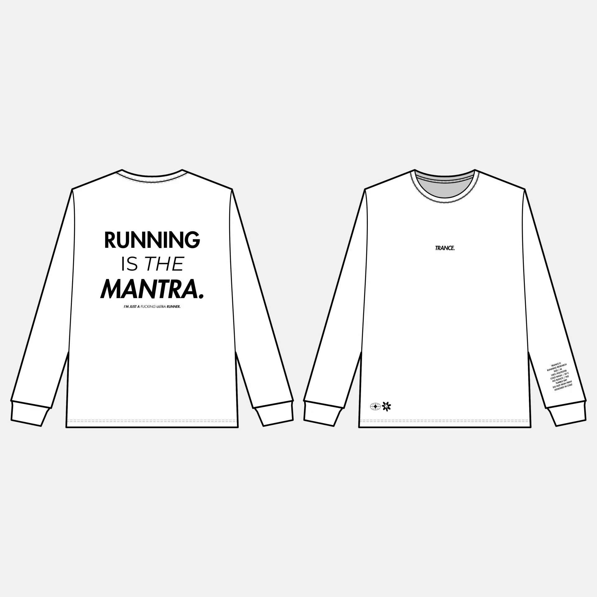 RUNNING IS THE MANTRA — TECHNICAL LONG SLEEVE / WHITE